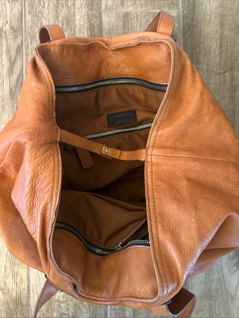 J. Crew Leather Tote in Warm Cognac